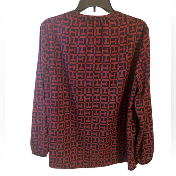 Tommy Hilfiger Logo Blouse Lightweight Preppy Large Work Business Professional - Picture 2 of 9